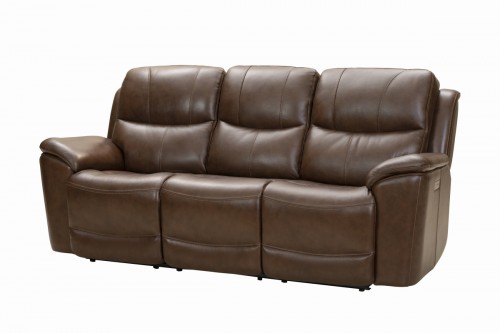 Kaden Power Reclining Sofa with Power Head Rests and Lumbar - Jarod Brown/Leather Match