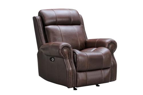Demara Rocker Recliner Chair with Power and Power Head Rest - El Paso Walnut/Leather match