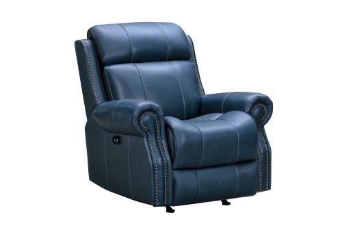 Demara Rocker Recliner Chair with Power and Power Head Rest - Marco Navy Blue/Leather match