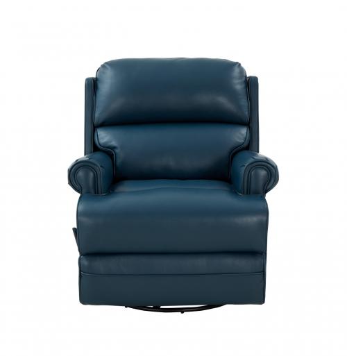 The Club Swivel Glider Recliner Chair - Prestin Yale Blue/All Leather