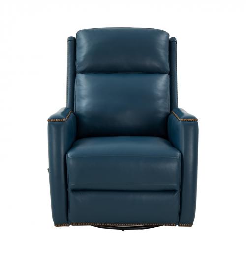 Brandt Swivel Glider Recliner Chair - Prestin Yale Blue/All Leather