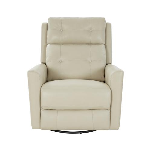 Marconi Power Swivel Glider Recliner Chair with Power Head Rest - Barone Parchment/All Leather