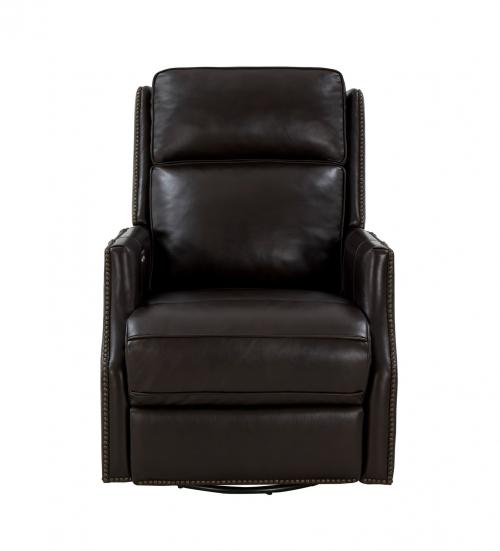 Aniston Power Swivel Glider Recliner Chair with Power Head Rest - Bennington Fudge/All Leather