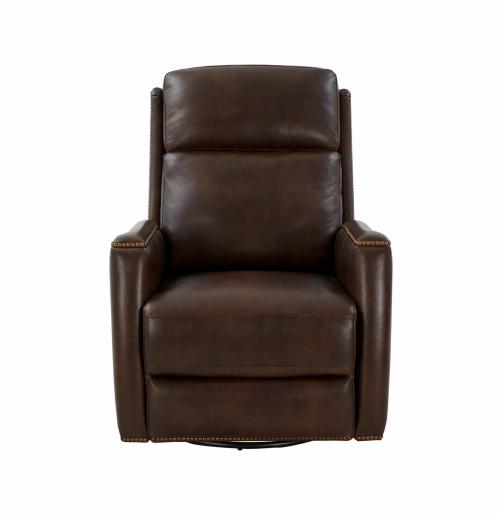 Brandt Power Swivel Glider Recliner Chair with Power Head Rest - Ashford Walnut/All Leather