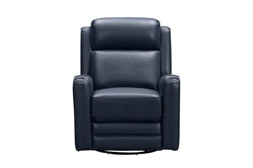 Kennedy Big and Tall Power Swivel Recliner Chair with Power Head Rest - Marco Navy Blue/Leather Match
