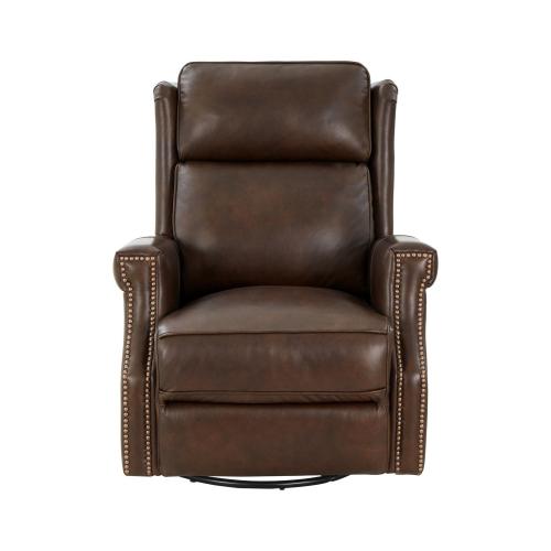 Brookmore Swivel Glider Recliner Chair with Power Recline and Power Head Rest - Ashford Walnut/All Leather