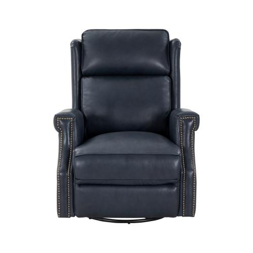 Brookmore Swivel Glider Recliner Chair with Power Recline and Power Head Rest - Barone Navy Blue/All Leather