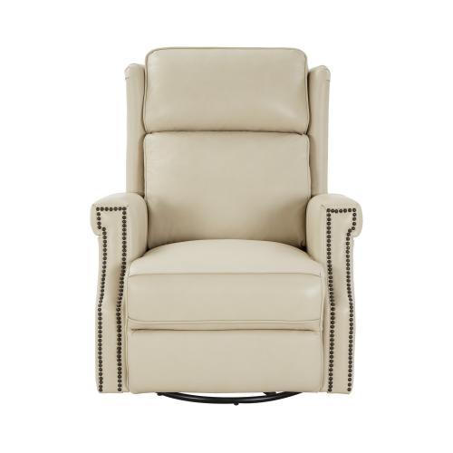 Brookmore Swivel Glider Recliner Chair with Power Recline and Power Head Rest - Barone Parchment/All Leather