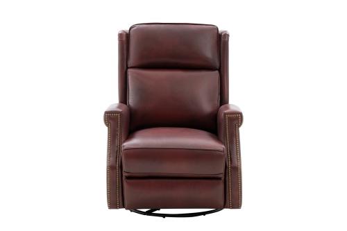 Brookmore Swivel Glider Recliner Chair with Power Recline and Power Head Rest - Emerson Sangria/Top Grain Leather