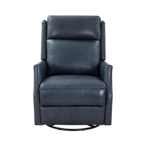 Cavill Swivel Glider Recliner Chair with Power Recline and Power Head Rest - Barone Navy Blue/All Leather