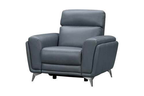 Cameron Power Recliner Chair with Power Head Rest - Masen Bluegray/Leather Match