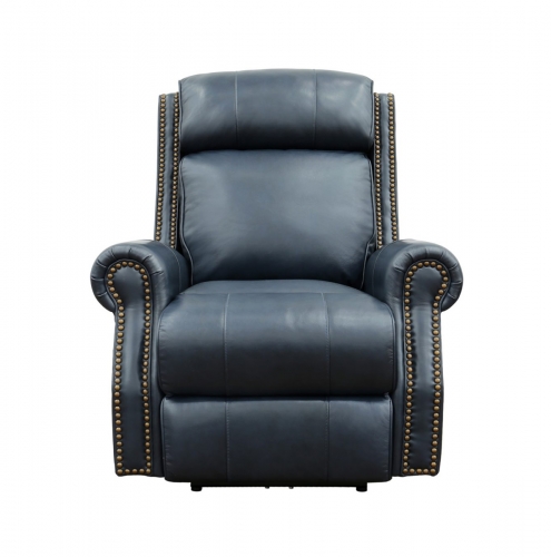 Blair Big and Tall Power Recliner Chair with Power Head Rest - Shoreham Blue/all leather