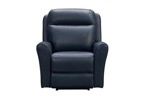 Kelsey Big and Tall Power Recliner Chair with Power Head Rest and Lumbar - Marco Navy Blue/Leather Match