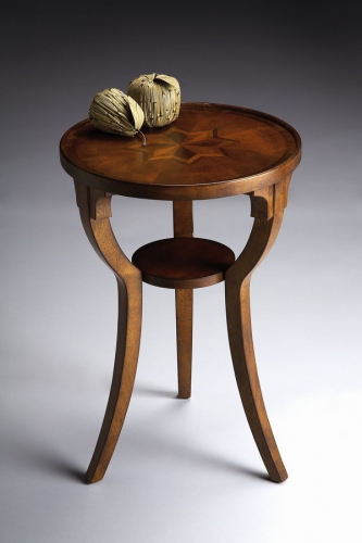 1328101 Olive Ash Burl Round Accent Table