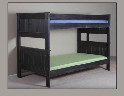 Twin/Twin Stackable Bunk Bed - Black Distressed