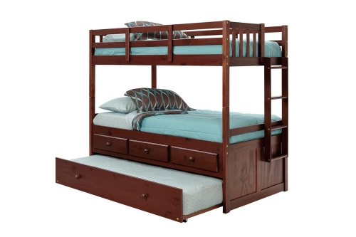 3656010 Twin Over Twin Bunk Bed with Trundle and Storage - Dark