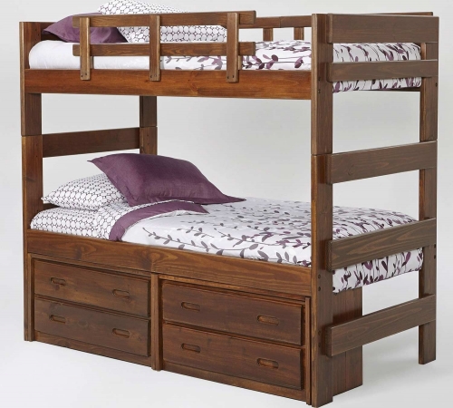 Twin Over Twin Extra Tall Bunk Bed - Rustic Brown