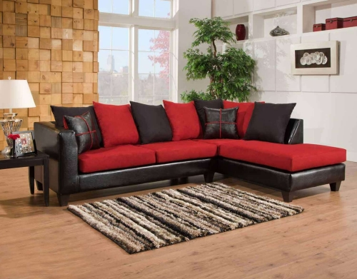 Mu 2 Piece Sectional Sofa - Jefferson Black/Victory Lane Cardinal