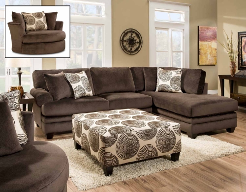 Rayna Sectional Sofa Set - Groovy Chocolate