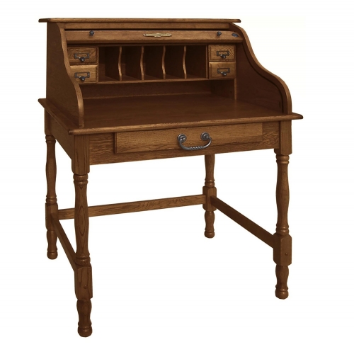 Lonie 32-inch Mini Roll Top Desk - Burnished Walnut