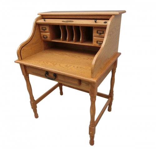 Lonie 32-inch Mini Roll Top Desk - Harvest Oak