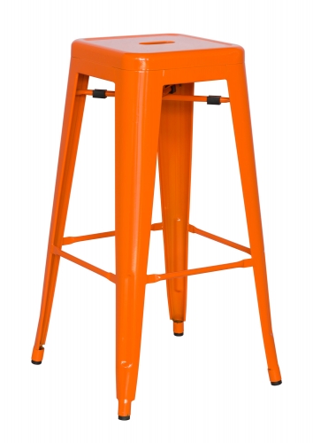 8015 Galvanized Steel Bar Stool - Orange