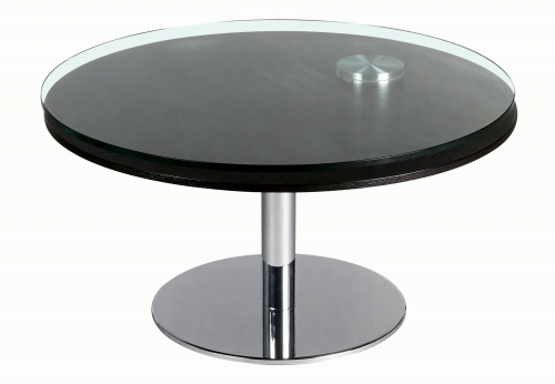 8176 Motion Cocktail Table - Clear Glass/Ash Veneer/Chrome