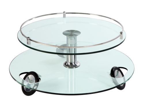 8178 Castered Cocktail Table - Clear Glass/Chrome