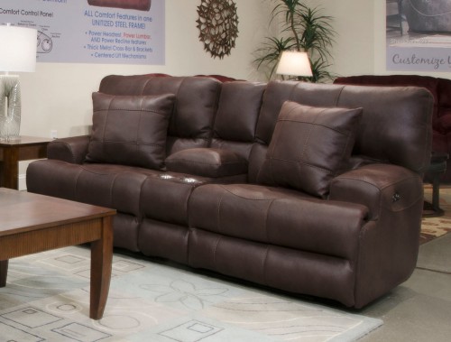 Monaco Reclining Console Loveseat - Dark Chocolate