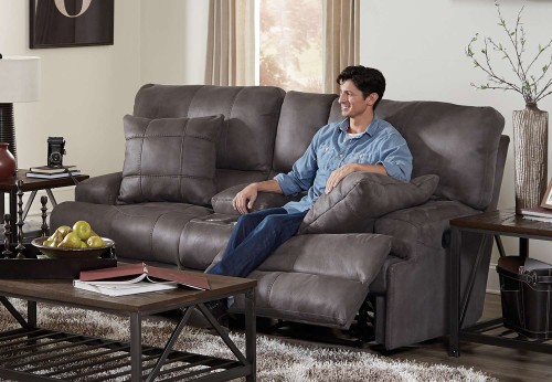 Monaco Reclining Console Loveseat - Charcoal