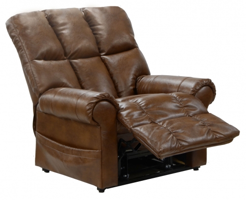 Stallworth Bonded Leather Power Lift Full Lay Out Chaise Recliner - Chestnut