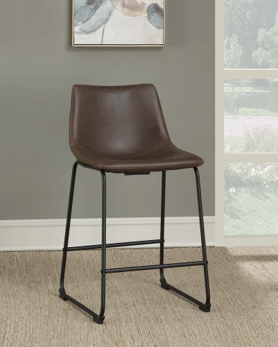 102535 Counter Height Stool - Two-Tone Brown Leatherette/Black Legs