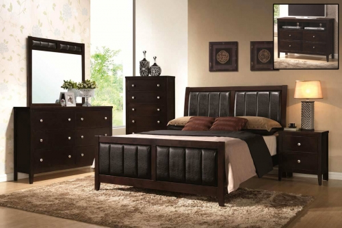 Coaster Carlton Upholstered Bedroom Set - Cappuccino