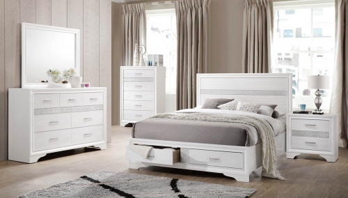 Miranda Storage Platform Bedroom Set - White