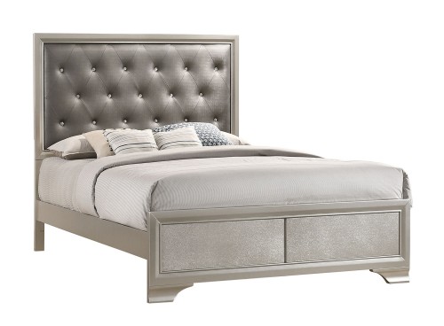 Salford Bed - Metallic Sterling/Charcoal Grey Leatherette