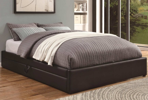 Upholstered Queen Bed with Storage - Black