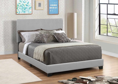 Dorian Low Profile Upholstered Bed - Gray Leatherette