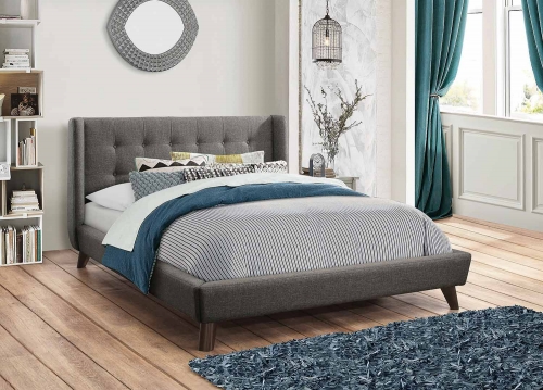 Carrington Low Profile Platform Upholstered Bed - Gray Fabric
