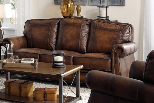 Montbrook Sofa - Hand Rubbed Brown