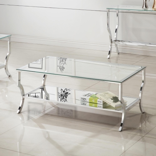 720338 Coffee Table - Chrome / Tempered Glass
