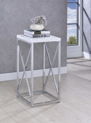 930014 Accent Table - Chrome/White