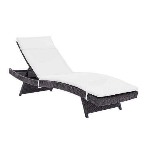 Biscayne Outdoor Wicker Chaise Lounge - White/Brown