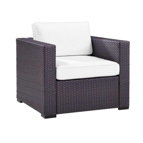 Biscayne Outdoor Wicker Armchair - White/Brown