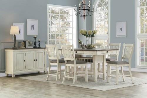 Granby Counter Height Dining Set - Antique White - Rosy Brown