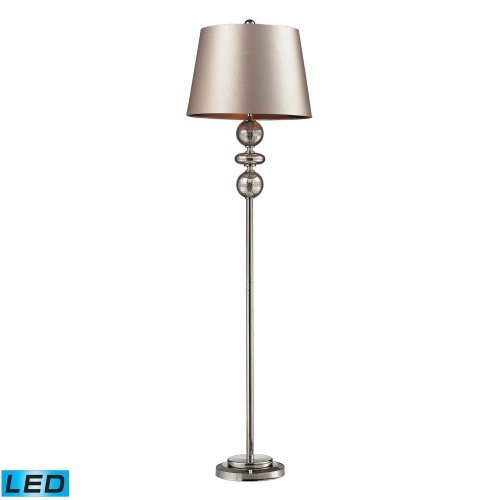 D2228-LED Hollis Floor Lamp - Antique Mercury Glass and Polished Nickle