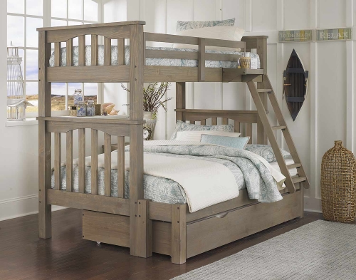 Highlands Harper Twin Over Full Bunk With Trundle - Driftwood