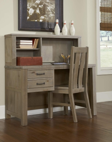 Highlands Desk with Hutch And Chair - Driftwood