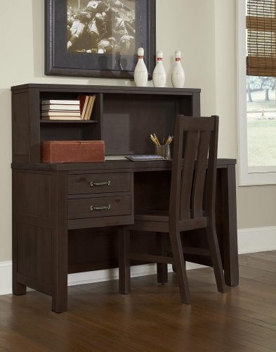 Highlands Desk with Hutch And Chair - Espresso