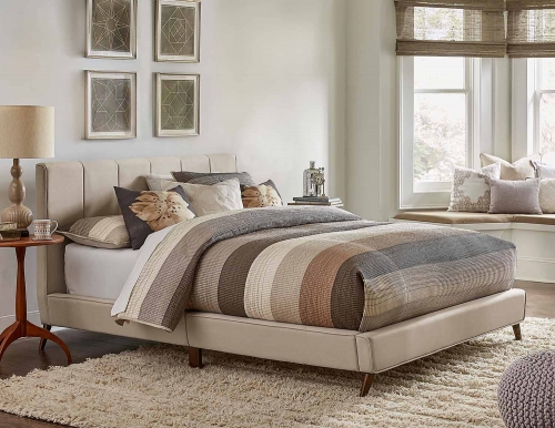 Aussie Upholstered Bed - Fog Fabric