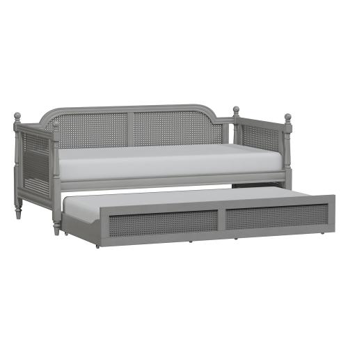Hillsdale Melanie Wood and Cane Twin Daybed with Trundle - French Gray